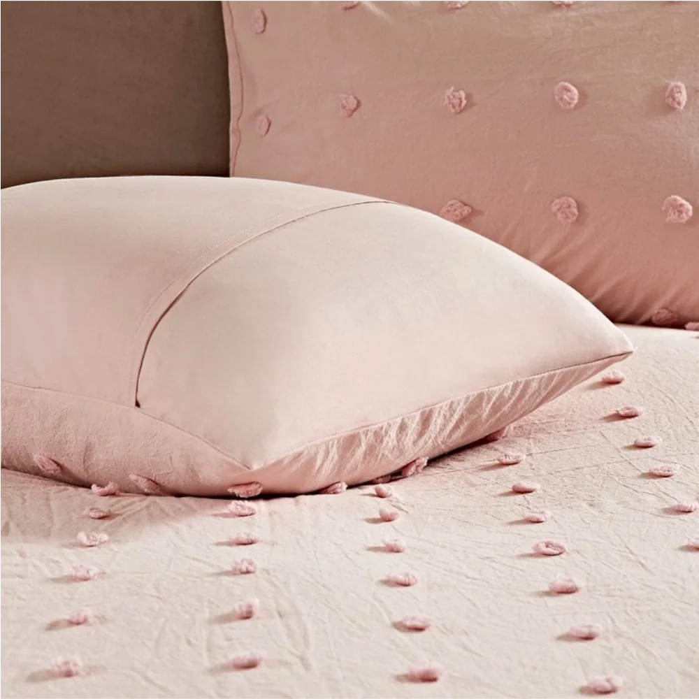 5pc Twin/Twin Extra Long Urban Habitat Kay Cotton Jacquard Duvet Cover Set Pink: